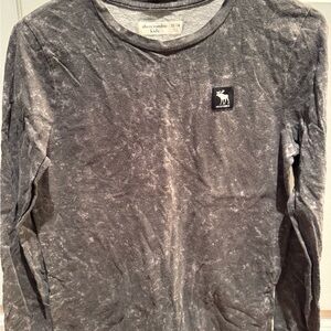 abercrombie kids Washed Charcoal Long-Sleeve Crewneck Shirt
